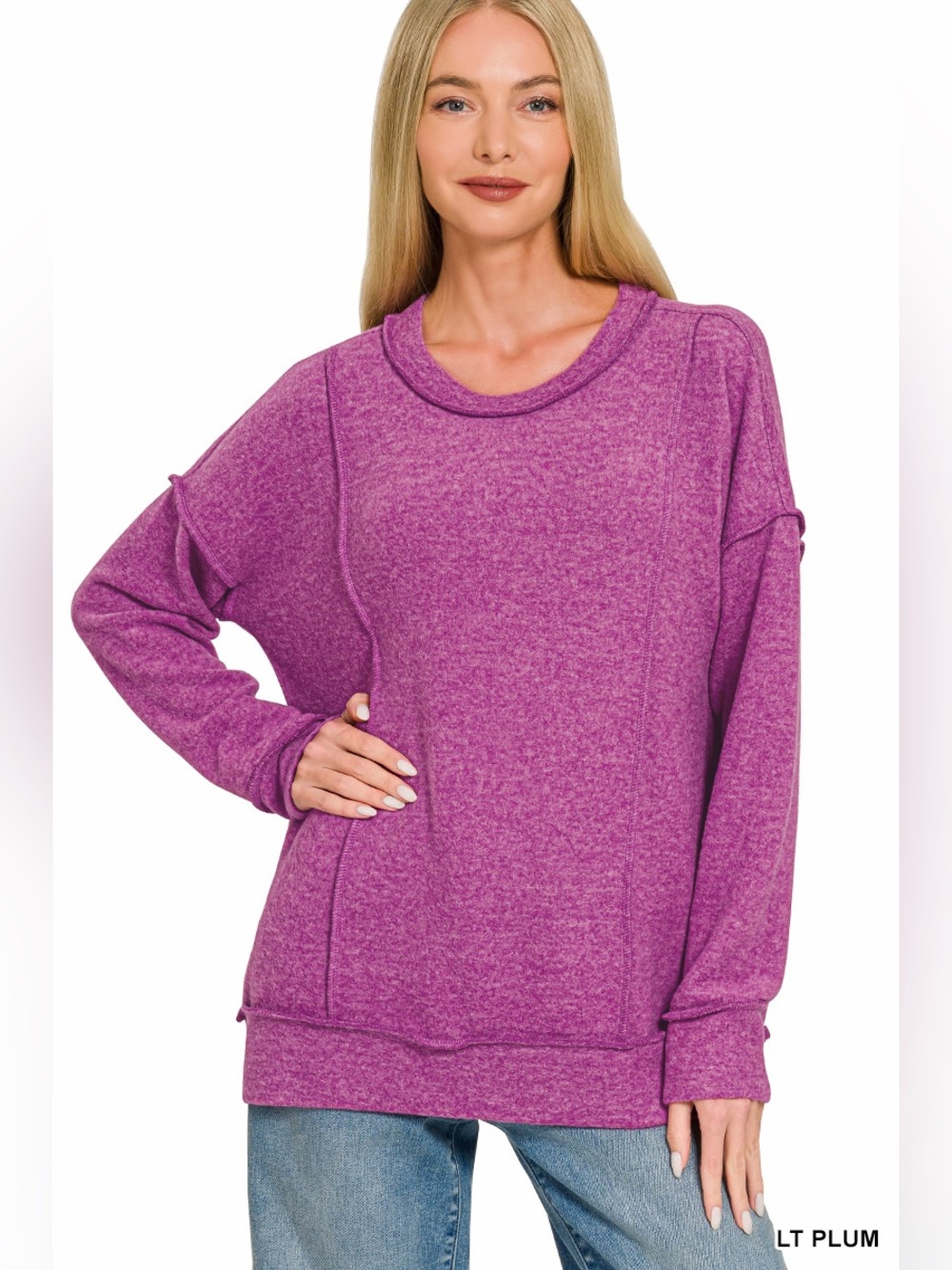 Zenana BRUSHED HACCI DROP SHOULDER SWEATER